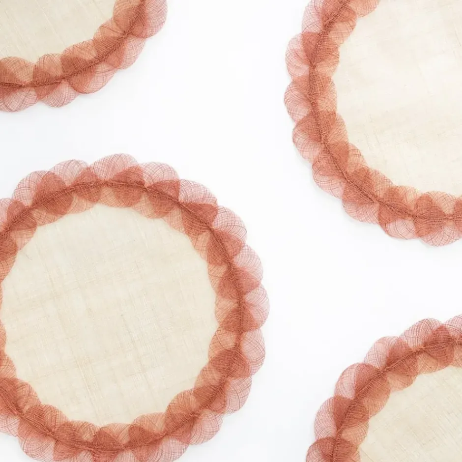Pomegranate Inc Terracotta Poplar Leaf Rice Paper Placemat | Set of 4^ Woven Placemats