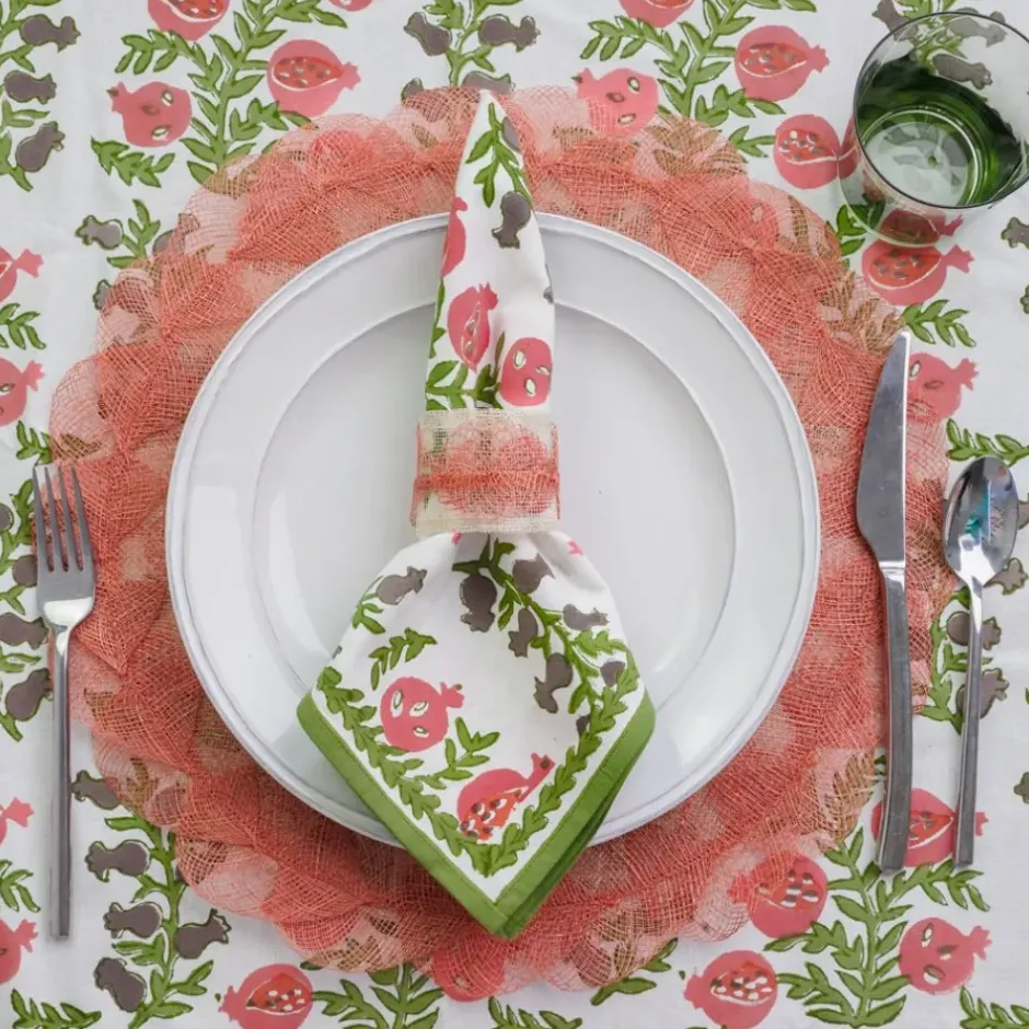 Pomegranate Inc Terracotta Poplar Leaf Rice Paper Placemat | Set of 4^ Woven Placemats