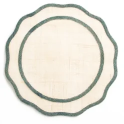 Pomegranate Inc Turkish Blue Scalloped Rice Paper Placemat | Set of 4^ Woven Placemats