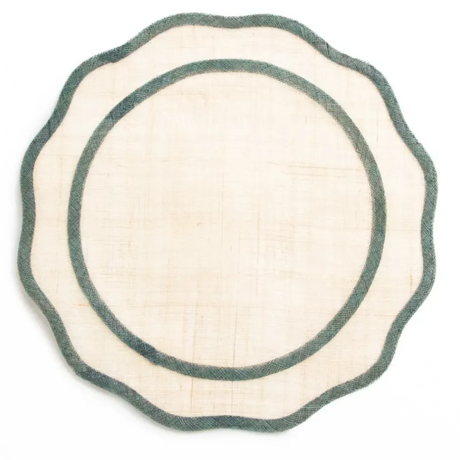 Pomegranate Inc Turkish Blue Scalloped Rice Paper Placemat | Set of 4^ Woven Placemats
