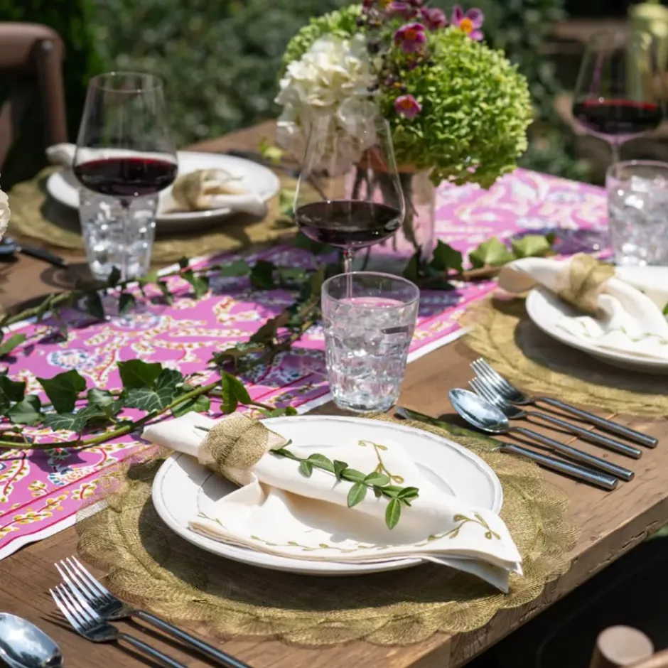 Pomegranate Inc Twig & Bud Moss Embroidered Linen Napkin | Set of 4^ Napkins