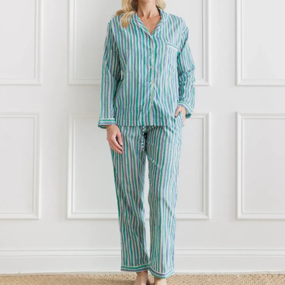 Pomegranate Inc Watercolor Green Stripe Pajama Set^ Loungewear & Accessories