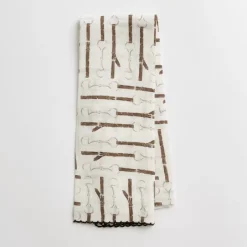 Pomegranate Inc White Linen Snaffle & Buckle Fingertip Towels^ Tea Towels