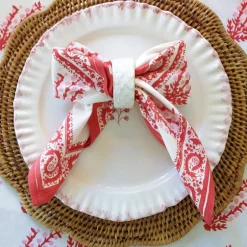 Pomegranate Inc White Round Resin Beaded Napkin Ring | Set of 4^ Napkin Rings