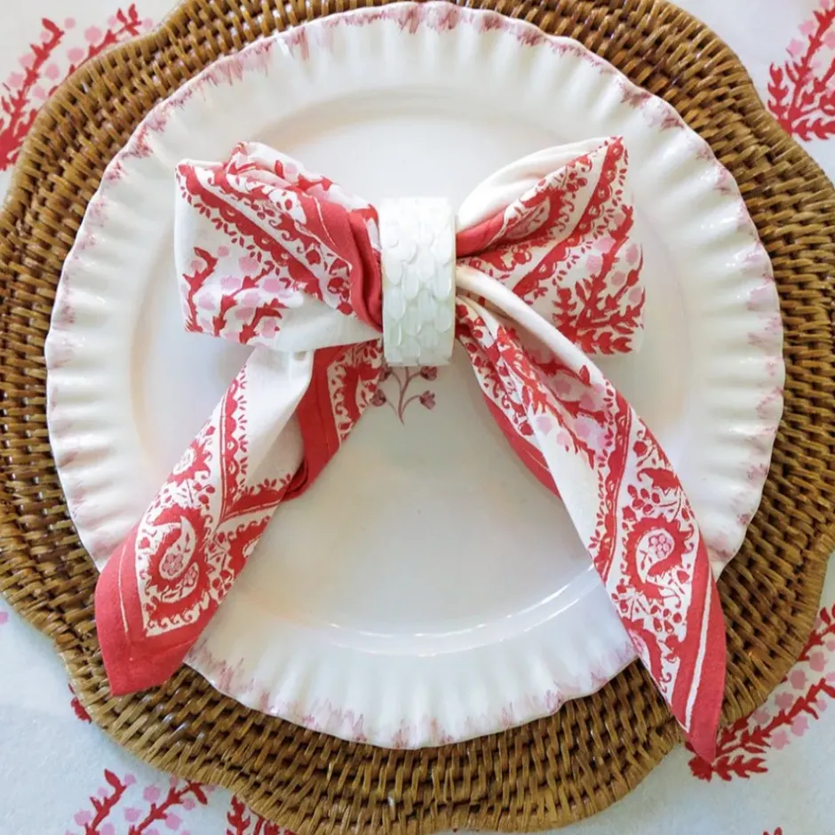 Pomegranate Inc White Round Resin Beaded Napkin Ring | Set of 4^ Napkin Rings