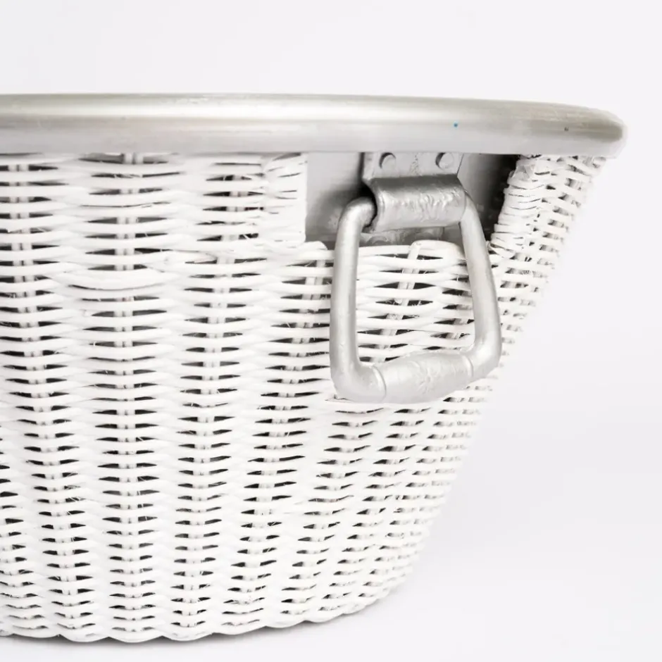 Pomegranate Inc White Wicker and Aluminum Ice Bucket with Handles^ Serveware|Rattan, Wicker & Bamboo