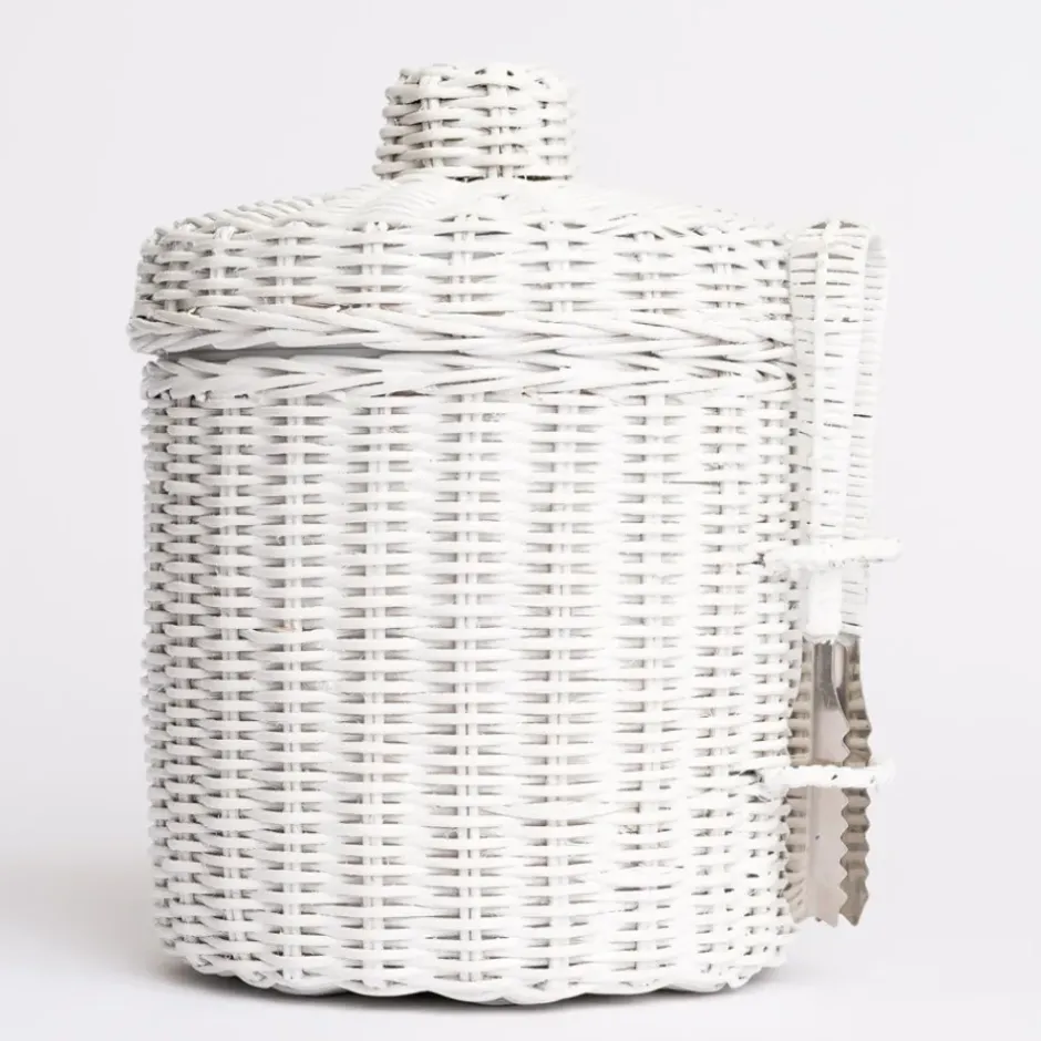 Pomegranate Inc White Wicker Lidded Ice Bucket^ Serveware|Rattan, Wicker & Bamboo