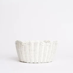 Pomegranate Inc White Wicker Scalloped Bowl^ Serveware|Rattan, Wicker & Bamboo