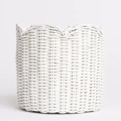 Pomegranate Inc White Wicker Scalloped Container^ Rattan, Wicker & Bamboo