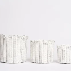 Pomegranate Inc White Wicker Scalloped Container^ Rattan, Wicker & Bamboo