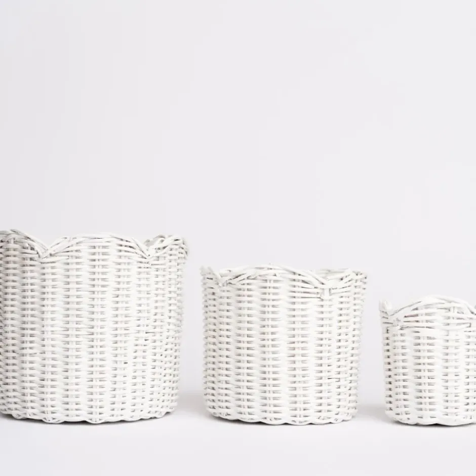 Pomegranate Inc White Wicker Scalloped Container^ Rattan, Wicker & Bamboo