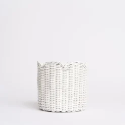Pomegranate Inc White Wicker Scalloped Container^ Rattan, Wicker & Bamboo