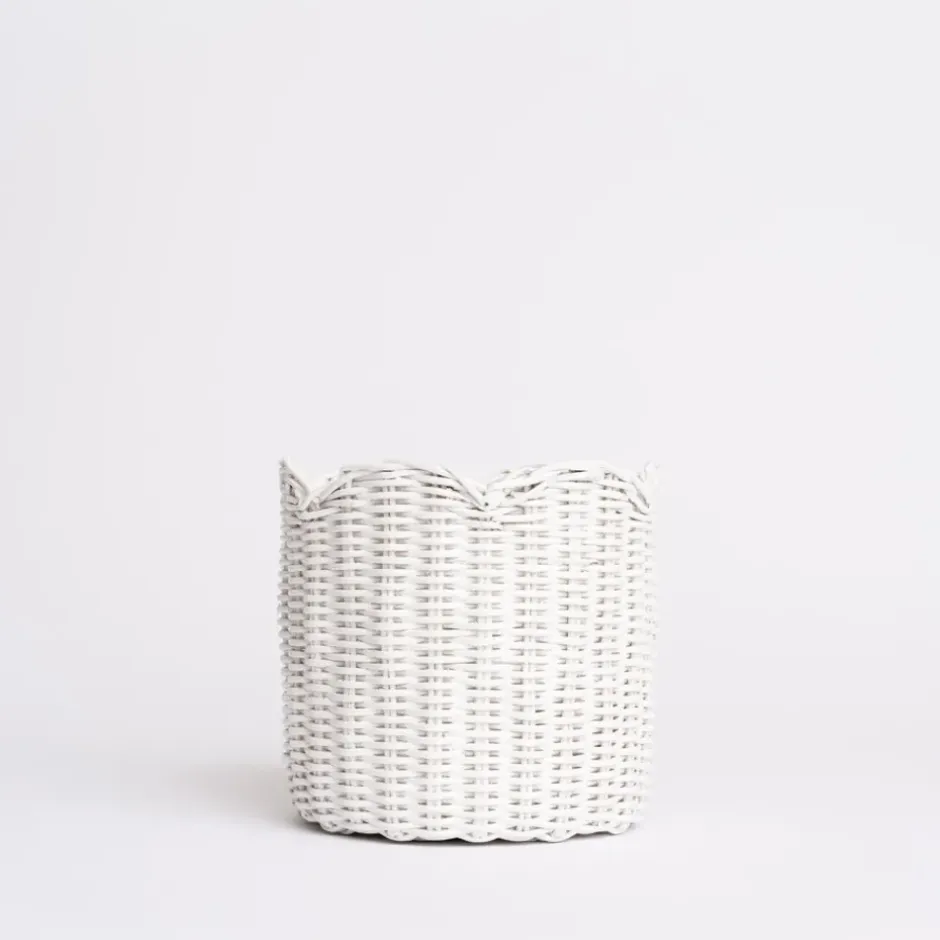 Pomegranate Inc White Wicker Scalloped Container^ Rattan, Wicker & Bamboo