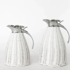 Pomegranate Inc White Wicker Thermos^ Serveware|Rattan, Wicker & Bamboo