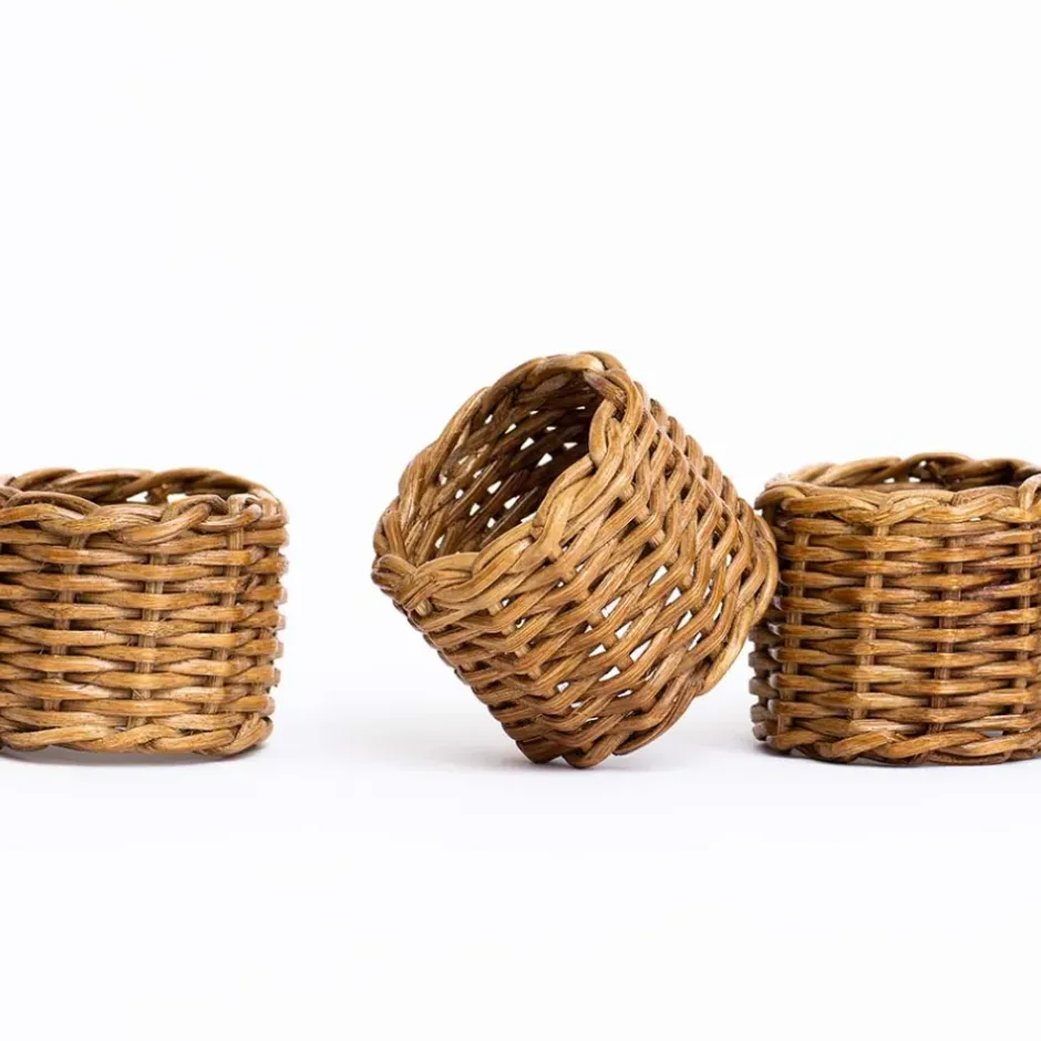 Pomegranate Inc Wicker Napkins Rings (Set of 4)^ Napkin Rings|Rattan, Wicker & Bamboo