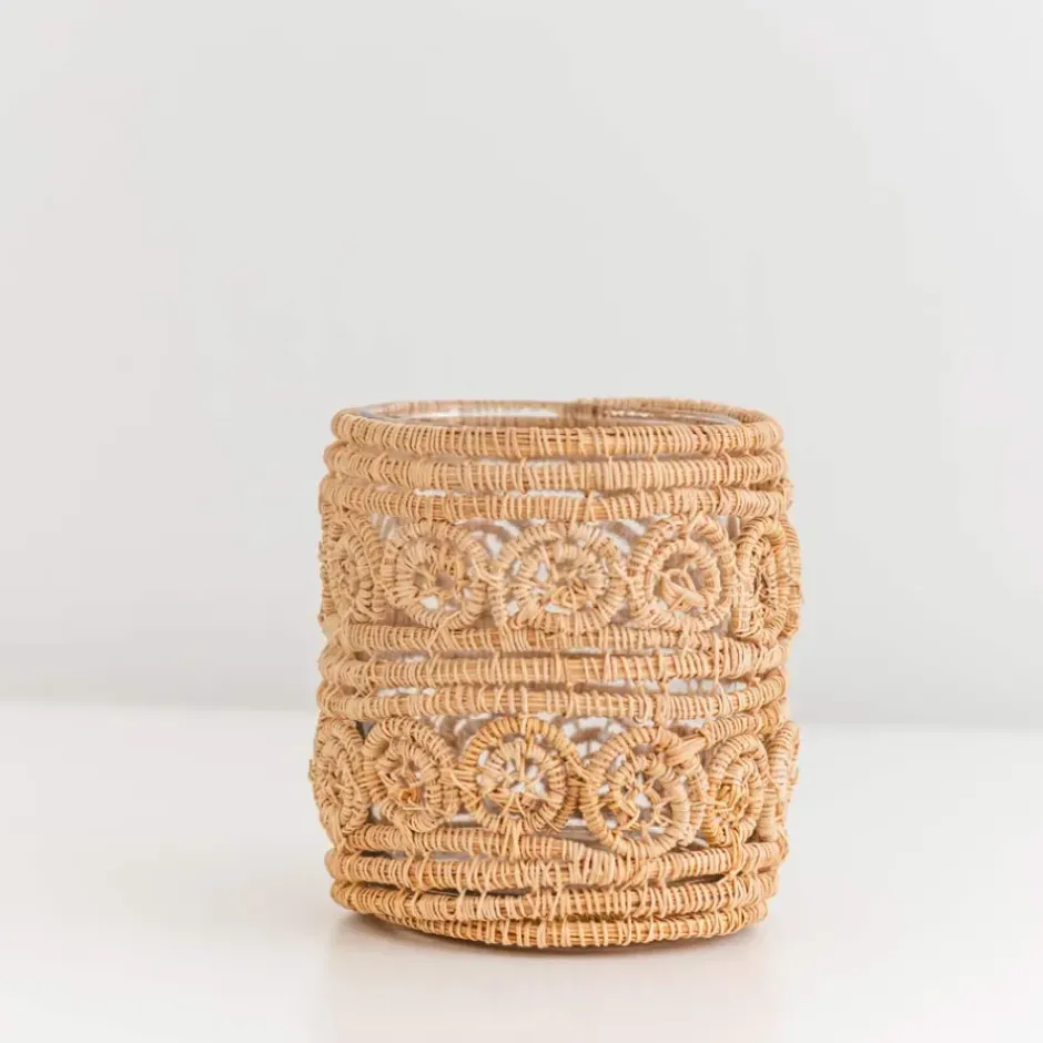 Pomegranate Inc Woven natural Candle Holder / Vase Large^ Rattan, Wicker & Bamboo