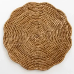 Pomegranate Inc Woven Rattan Scalloped Placemats | Set of 4^ Rattan, Wicker & Bamboo|Woven Placemats