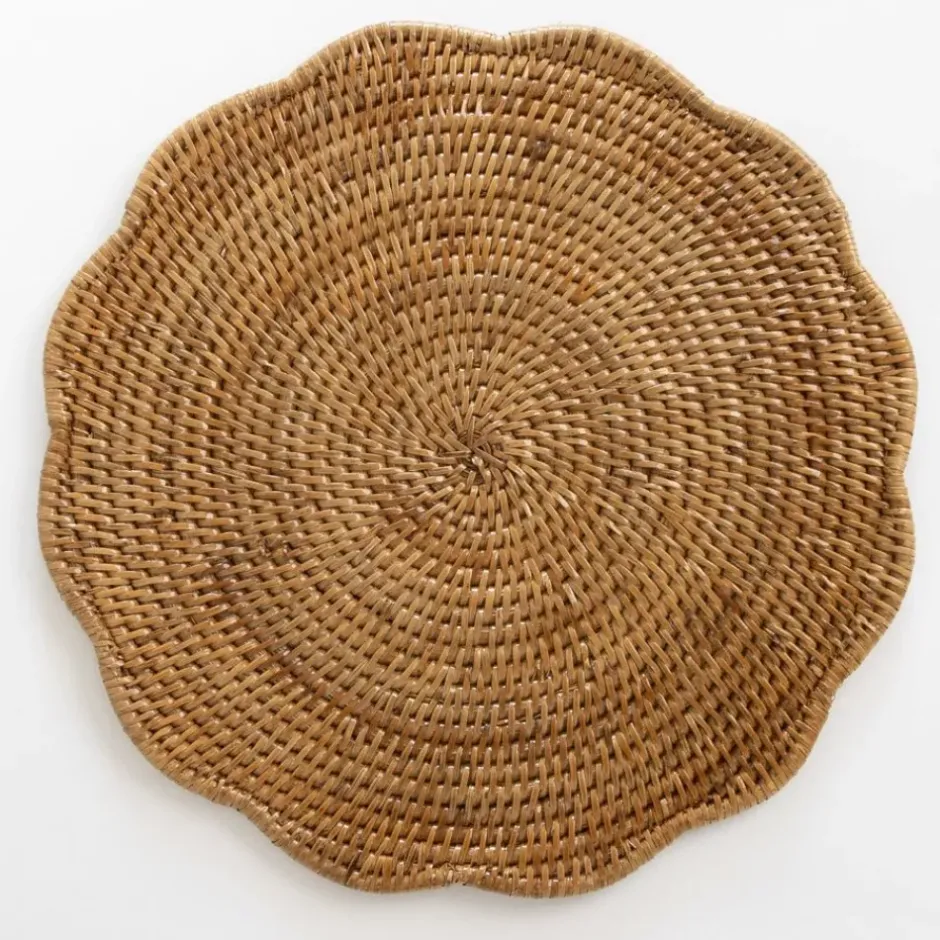 Pomegranate Inc Woven Rattan Scalloped Placemats | Set of 4^ Rattan, Wicker & Bamboo|Woven Placemats