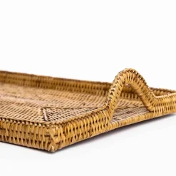 Pomegranate Inc Woven Rattan Tray with Rainbow Handle^ Rattan, Wicker & Bamboo