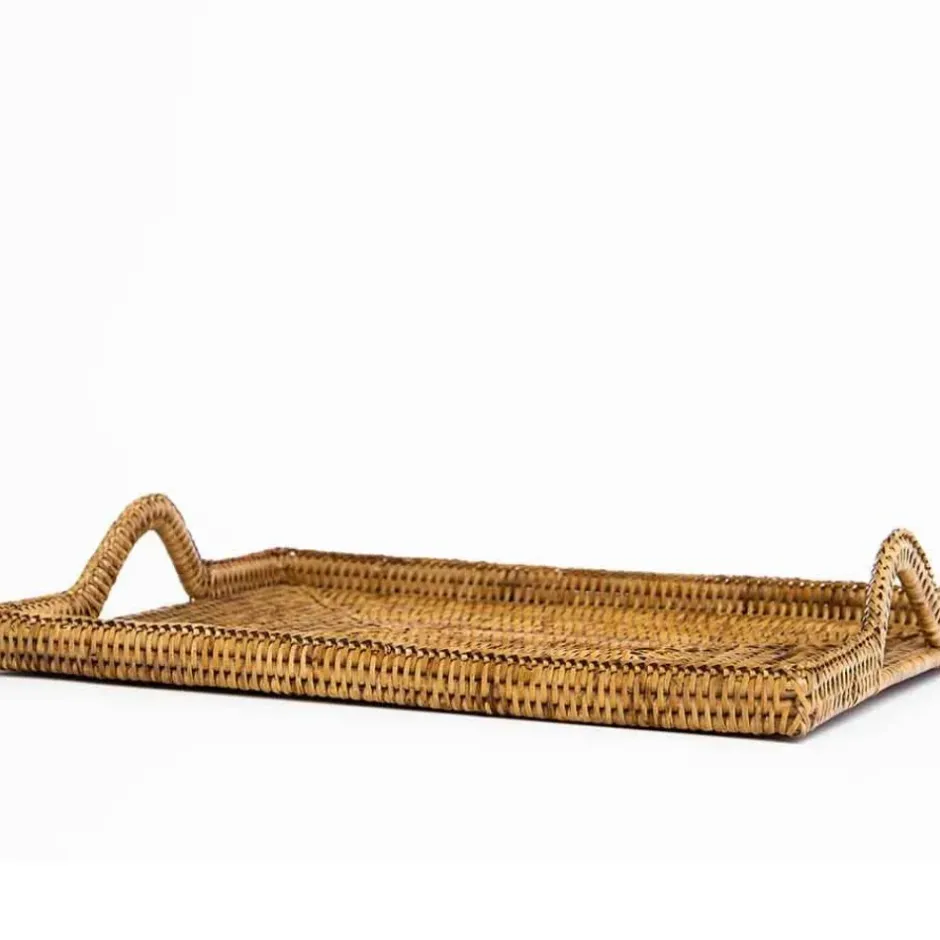 Pomegranate Inc Woven Rattan Tray with Rainbow Handle^ Rattan, Wicker & Bamboo