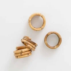 Pomegranate Inc Wrapped Bamboo Napkin Rings | Set of 4^ Napkin Rings|Rattan, Wicker & Bamboo
