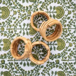 Pomegranate Inc Wrapped Bamboo Napkin Rings | Set of 4^ Napkin Rings|Rattan, Wicker & Bamboo