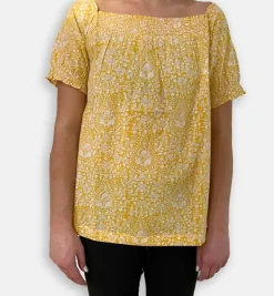 Pomegranate Inc Yellow Paisley Puff Short Sleeve Blouse^ Tops & Tunics