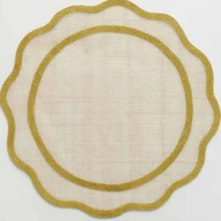 Pomegranate Inc Yellow Scallop Edge Woven Placemats | Set 4^ Woven Placemats