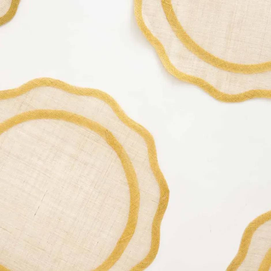Pomegranate Inc Yellow Scallop Edge Woven Placemats | Set 4^ Woven Placemats